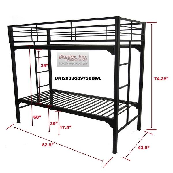 Blantex University 2" Heavy Duty Steel Bunk Bed with Builtin